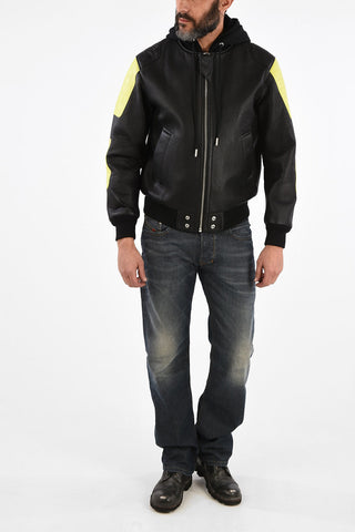 Leather L-BRANDO Bomber with Removable Hood