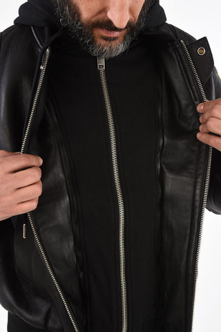 Leather L-BRANDO Bomber with Removable Hood