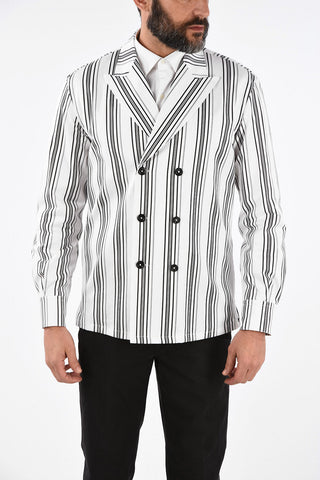 Double-Breasted Pencil Stripe Peak Lapel Blazer 