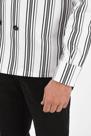 Double-Breasted Pencil Stripe Peak Lapel Blazer 