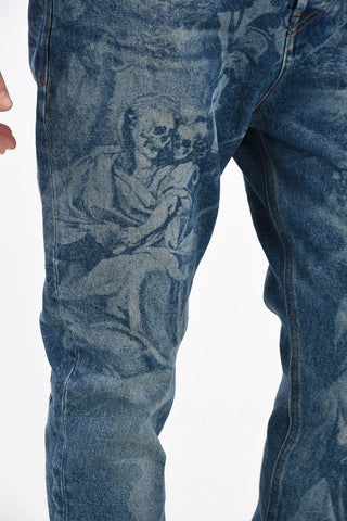 16cm Skulls Print D-VIDER-SP4 Carrot Fit Jeans L32