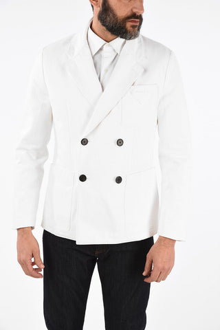 Denim Double-Breasted Blazer with Patch Pockets