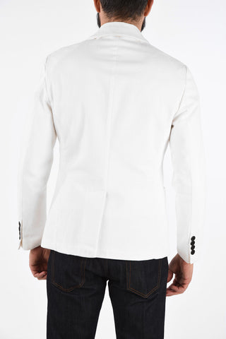 Denim Double-Breasted Blazer with Patch Pockets