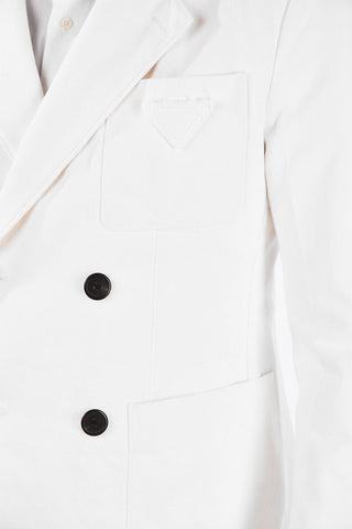 Denim Double-Breasted Blazer with Patch Pockets