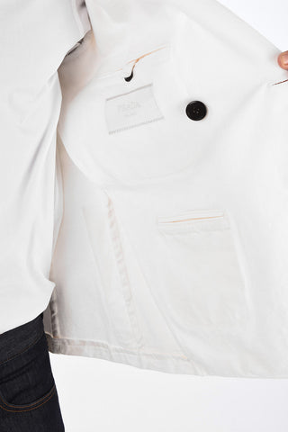 Denim Double-Breasted Blazer with Patch Pockets