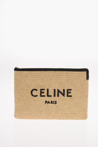 Rafia Maxi Clutch with Sequined Embroidery