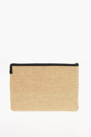 Rafia Maxi Clutch with Sequined Embroidery