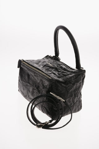 Leather PANDORA Bowler bag with Shoulder Strap