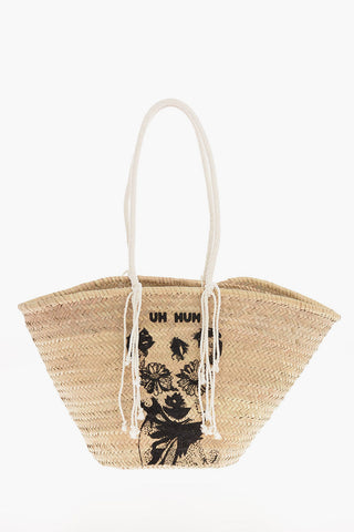 Rafia CLASSIC PANIER Maxi Basket Bag with “UH HUH” Embroidery