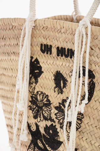Rafia CLASSIC PANIER Maxi Basket Bag with “UH HUH” Embroidery