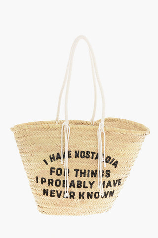 Rafia RETRO NOSTALGIA Maxi Basket Bag with Sequined Embroidery DAVID KRAMER