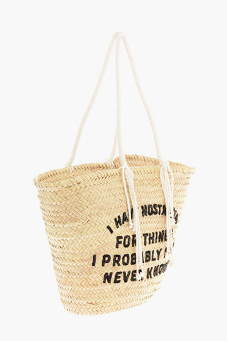 Rafia RETRO NOSTALGIA Maxi Basket Bag with Sequined Embroidery DAVID KRAMER