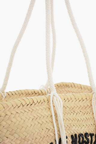 Rafia RETRO NOSTALGIA Maxi Basket Bag with Sequined Embroidery DAVID KRAMER