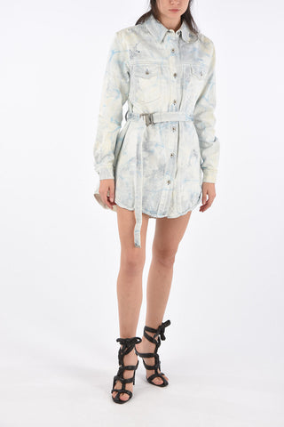 Chemisier in Denim Water Super Bleach con Cintura