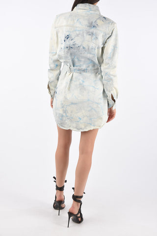 Chemisier in Denim Water Super Bleach con Cintura