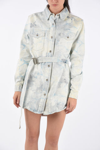 Chemisier in Denim Water Super Bleach con Cintura