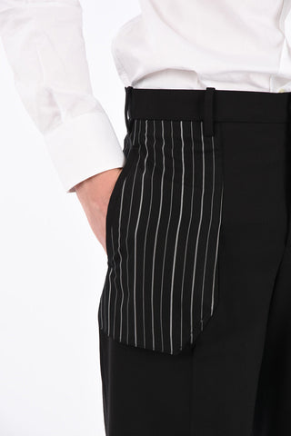 Slim Fit Pants with Striped Details