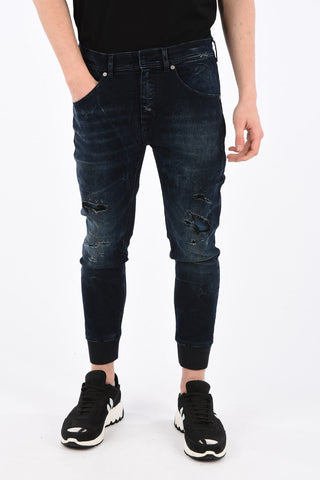 13cm Distressed Jeans with Elastic Ankle Band