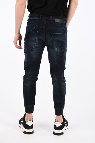 13cm Distressed Jeans with Elastic Ankle Band