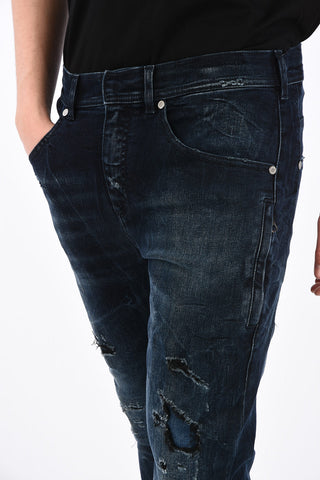 13cm Distressed Jeans with Elastic Ankle Band