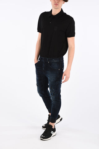 13cm Distressed Jeans with Elastic Ankle Band