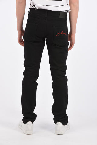 Tapered Fit Jeans with Emboriedered Pocket