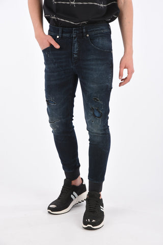 13cm Distressed Jeans with Elastic Ankle Band