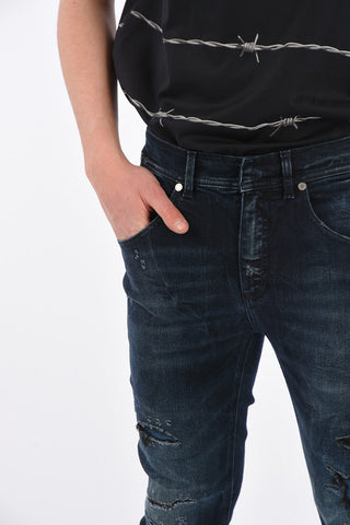 13cm Distressed Jeans with Elastic Ankle Band