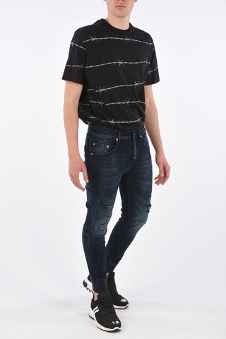 13cm Distressed Jeans with Elastic Ankle Band
