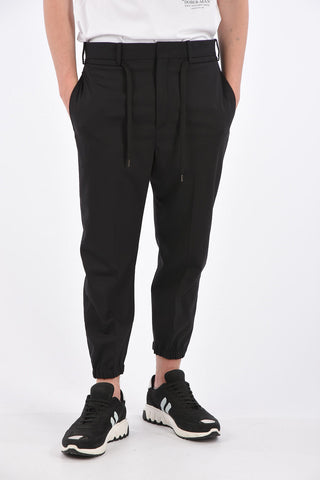 Dropped Crotch Fit Pants with Elastic Ankle Band