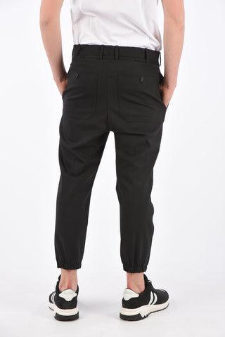 Dropped Crotch Fit Pants with Elastic Ankle Band