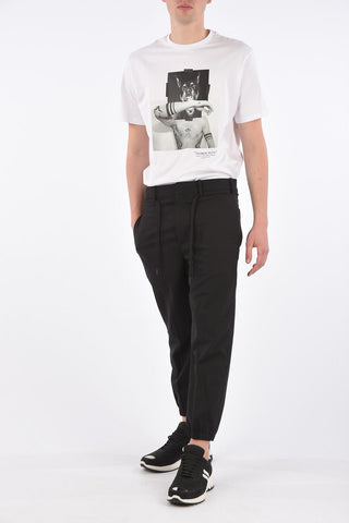 Dropped Crotch Fit Pants with Elastic Ankle Band