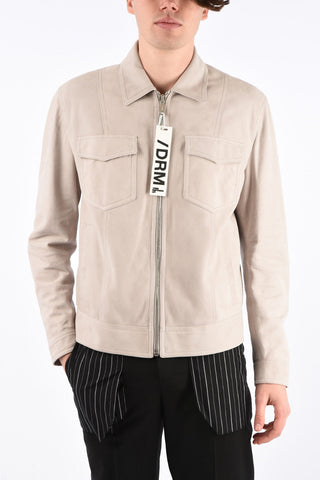 Suede Leather Jacket with Zip Closure