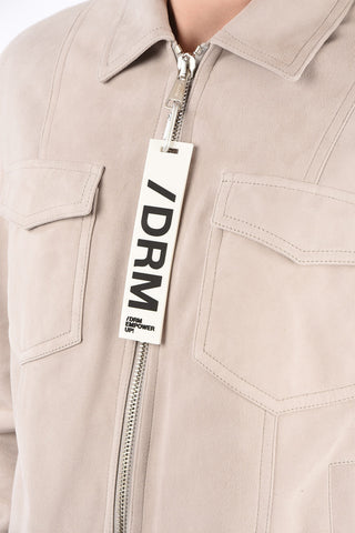Suede Leather Jacket with Zip Closure