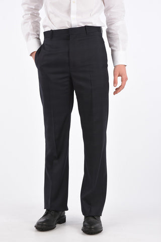 Virgin Wool Checked Straight Fit Pants