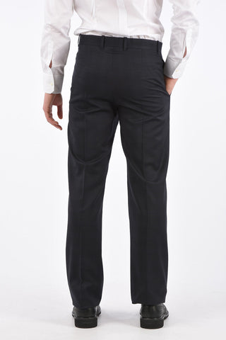 Virgin Wool Checked Straight Fit Pants