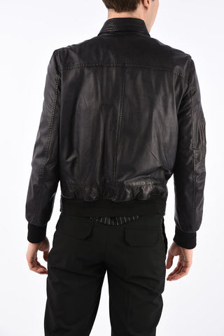 Leather Jacket with Zip Closure