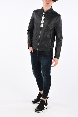 Leather Jacket with Zip Closure