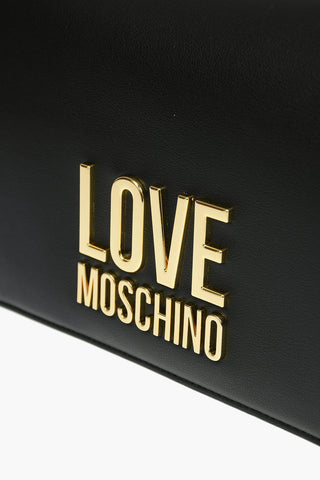 LOVE Faux Leather GOLD METAL LOGO Shoulder Bag