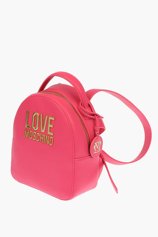 LOVE Faux Leather GOLD METAL LOGO Backpack