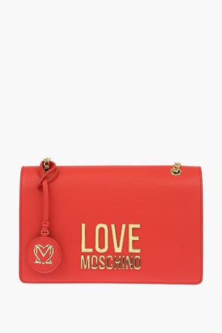 LOVE Faux Leather GOLD METAL LOGO Shoulder Bag