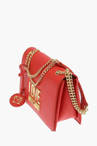 LOVE Faux Leather GOLD METAL LOGO Shoulder Bag