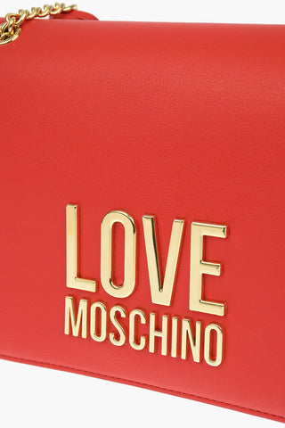 LOVE Faux Leather GOLD METAL LOGO Shoulder Bag