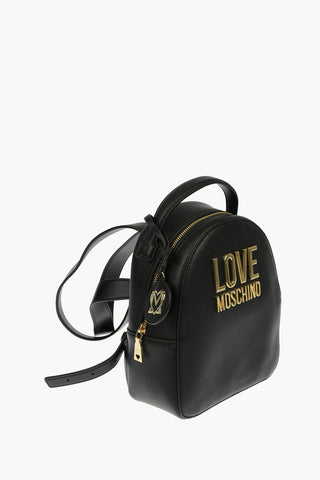 LOVE Faux Leather GOLD METAL LOGO Backpack