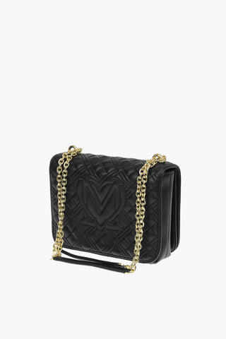 LOVE quilted Faux Leather NEW SHINY Bag with chain shoulder strap
