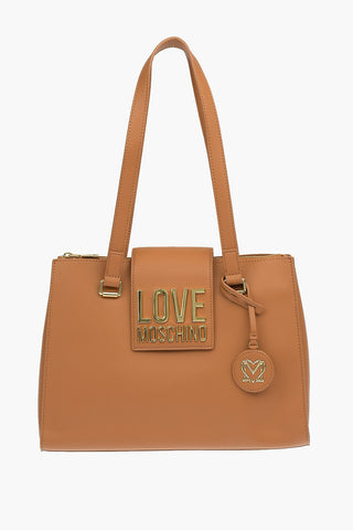 LOVE Faux Leather GOLD METAL LOGO Backpack