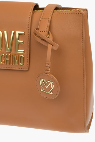 LOVE Faux Leather GOLD METAL LOGO Backpack