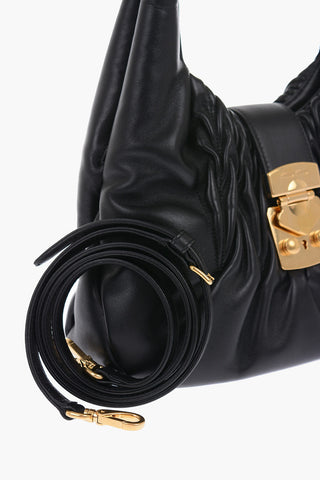 Quilted Leather Double Handle Bag with Removable Shoulder Strap