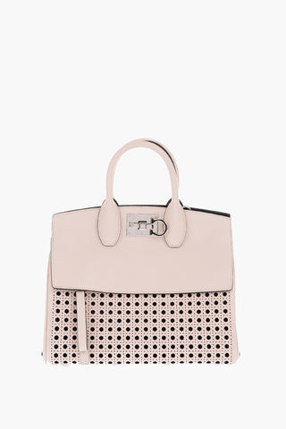 Openwork Leather THE STUDIO Tote Bag With Removable Shoulder Strap