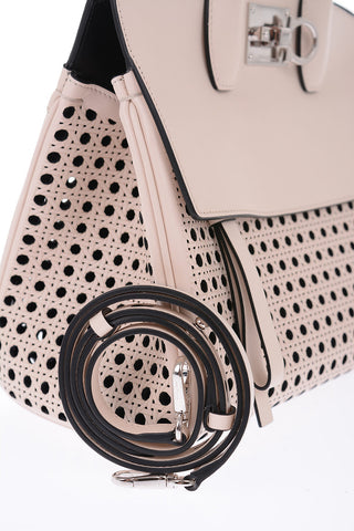 Openwork Leather THE STUDIO Tote Bag With Removable Shoulder Strap